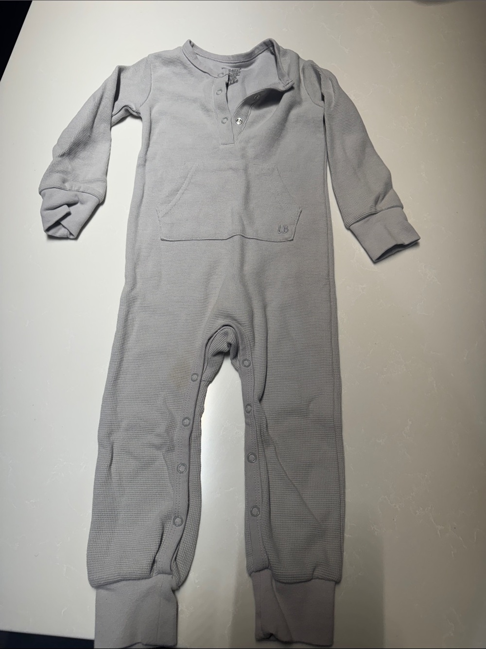 Little Bipsy Light Gray Waffle-Knit Footie One-Piece